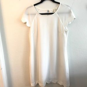 Monteau White Dress with Scalloped details